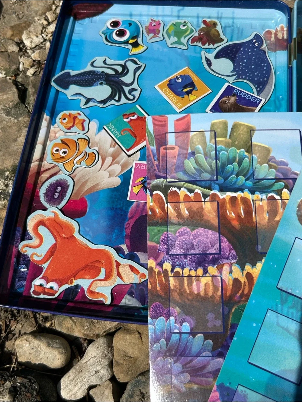 🩶5/$30 Disney Finding Dory Travel Activity Magnetic Tin & Game Card Travel Set